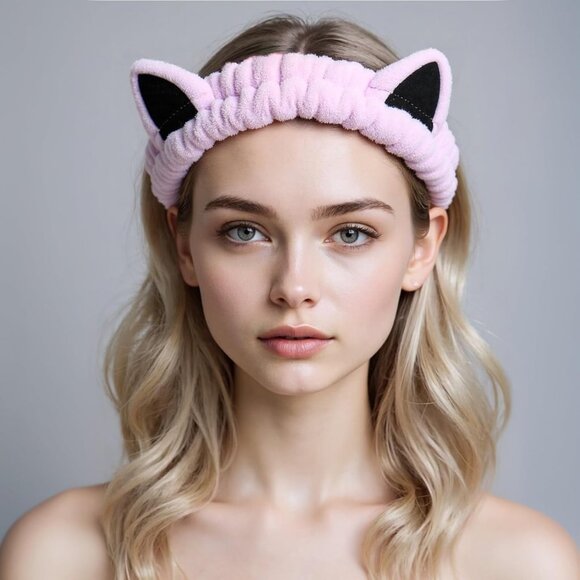 2 Pcs Cat Ears Headband Spa Headbands for Washing Face Headband Pink Purple - Picture 5 of 7